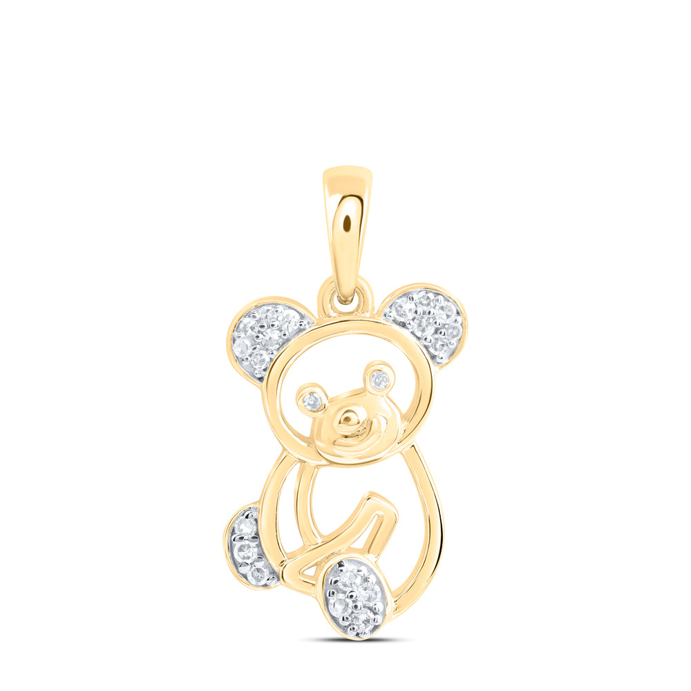 10kt Yellow Gold 1/12 Cttw Natural Diamond Bear Pendant