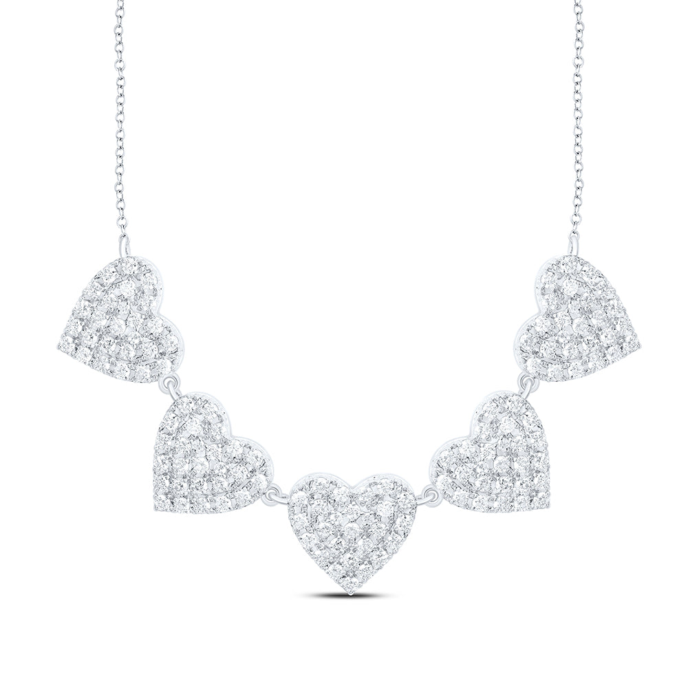 10kt White Gold 1 1/4 Cttw Natural Diamond Heart Necklace, Length: 18 Inch