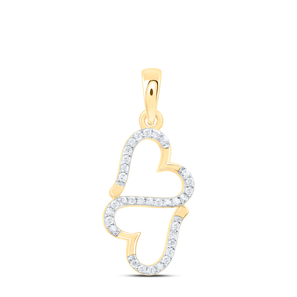 Yellow-tone Sterling 1/8 Cttw Natural Diamond Heart Pendant