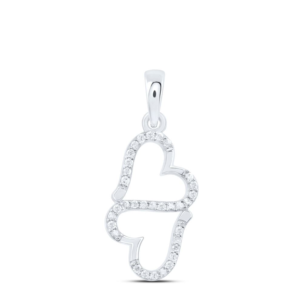 Sterling Silver 1/8 Cttw Natural Diamond Heart Pendant