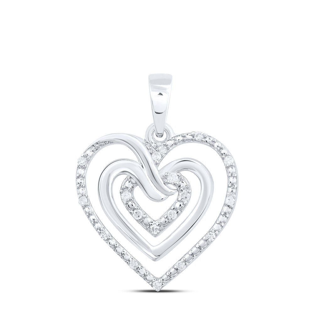 Sterling Silver 1/20 Cttw Natural Diamond Heart Pendant