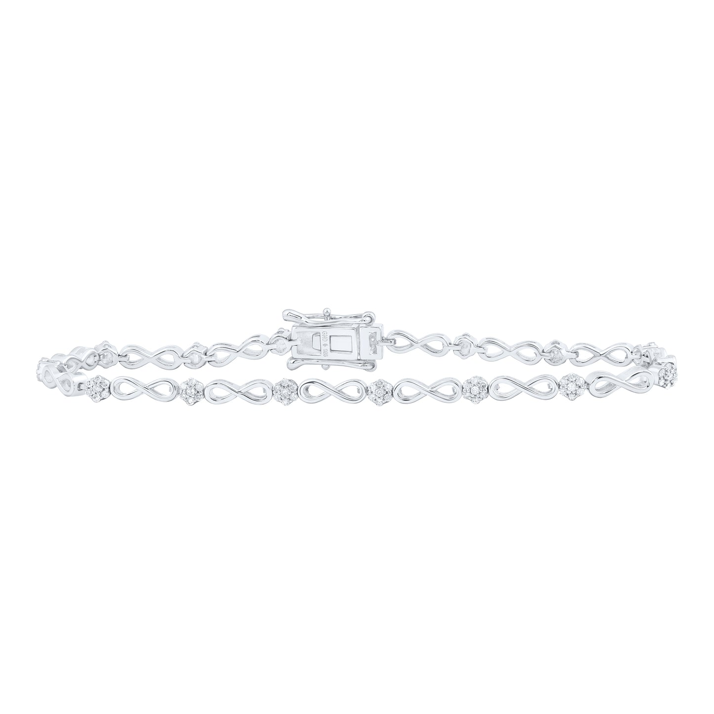Sterling Silver 1/2 Cttw Natural Diamond Infinity Bracelet, Length: 7 Inch