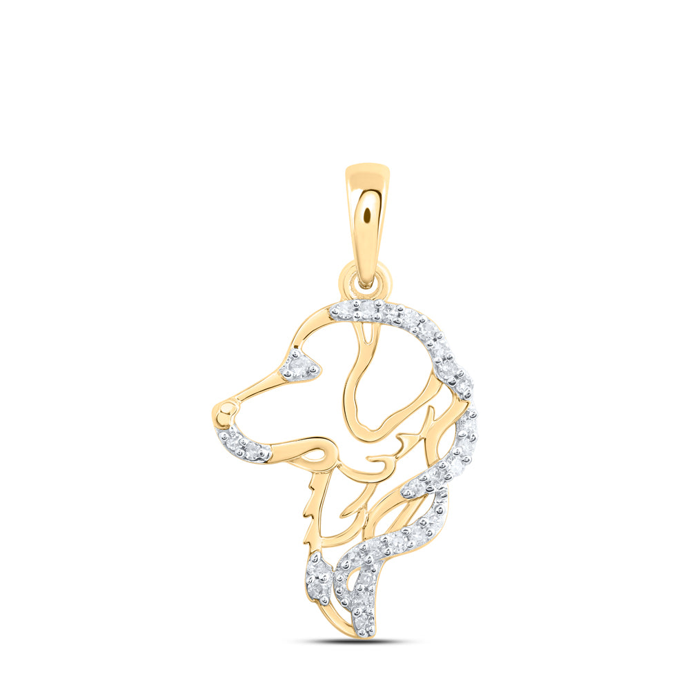 10kt Yellow Or Rose Gold Natural Diamond Dog Pendant