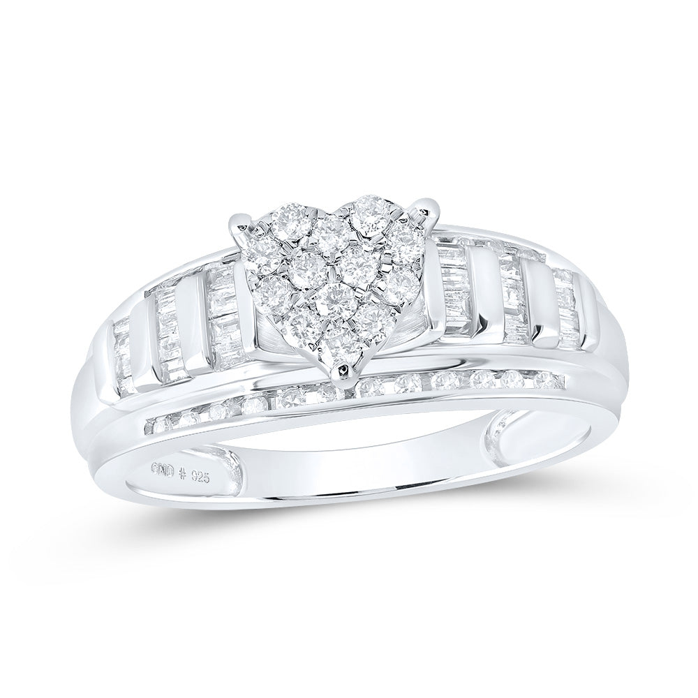 Sterling Silver 1/2 Cttw Diamond Bridal Wedding Engagement Anniversary Ring, Women Size: 5-9
