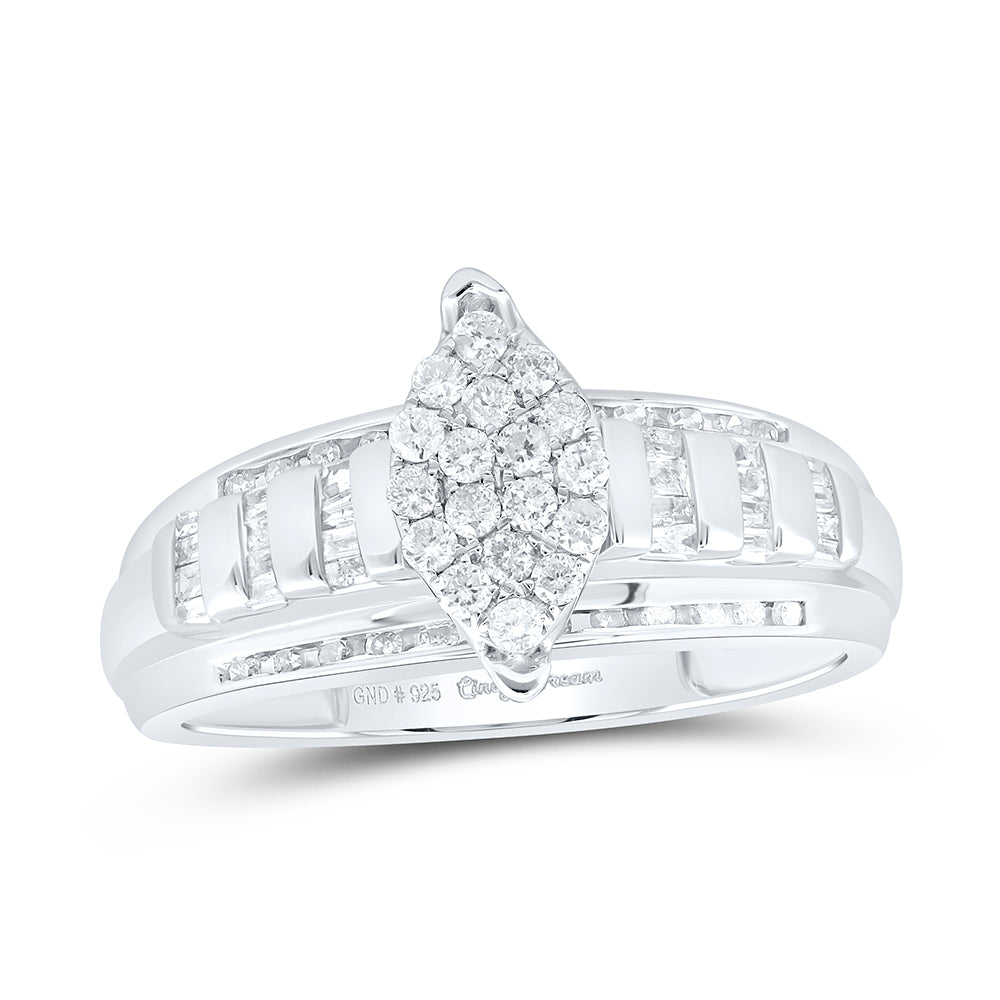 Sterling Silver 1/2 Cttw Wedding Engagement Anniversary Diamond Ring, Women Size: 5-9