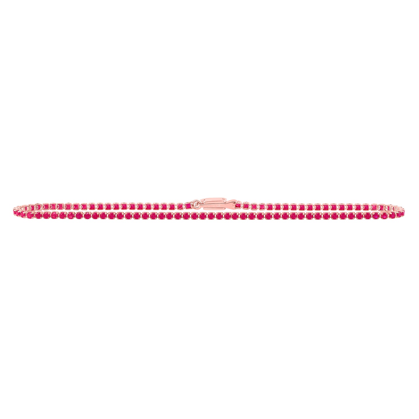 10kt Rose Gold 1 3/4 Cttw Natural Diamond Round Ruby Natural Gem Tennis Bracelet, Length: 7 Inch