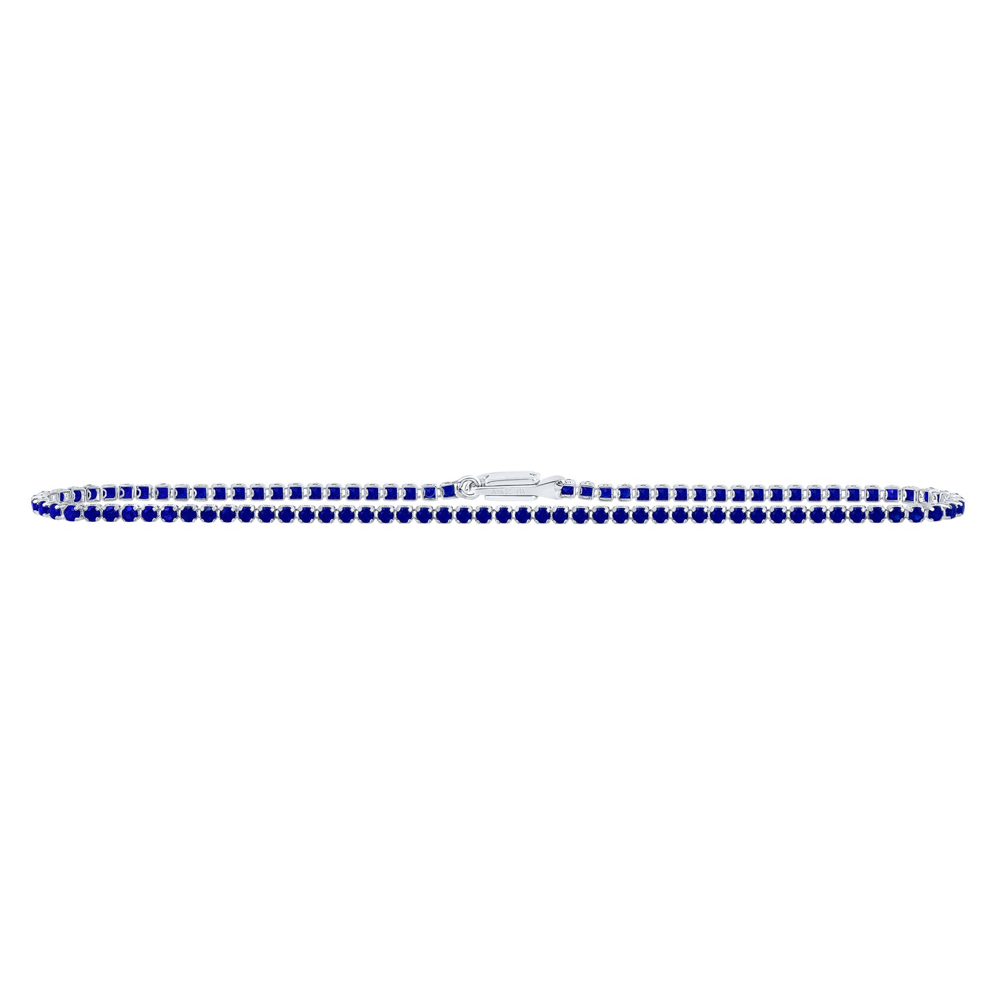 10kt White Gold 1 5/8 Cttw Natural Diamond Round Blue Sapphire Natural Gem Tennis Bracelet, Length: 7 Inch