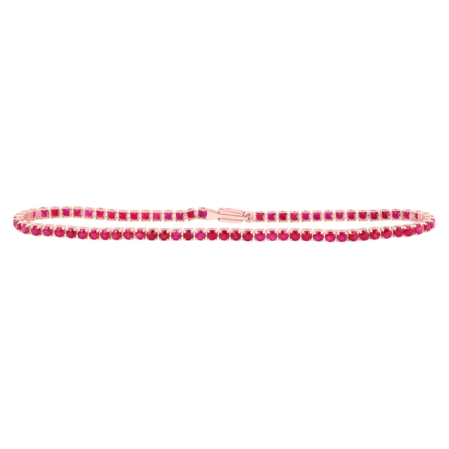 14K Rose Gold 3 5/8Ctw Natural Diamond Round Ruby Natural Gem Tennis Bracelet (7 Inch)
