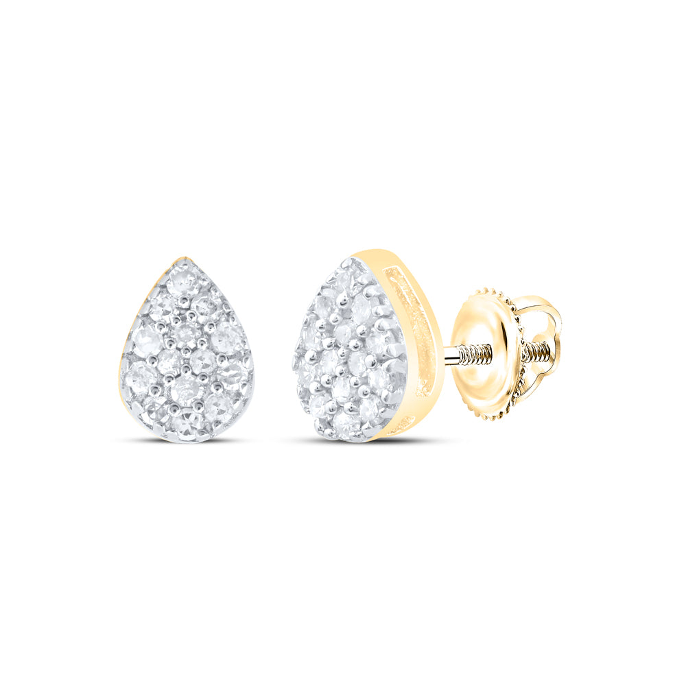 Yellow-tone Sterling 1/10 Cttw Natural Diamond Pear Stud Earring