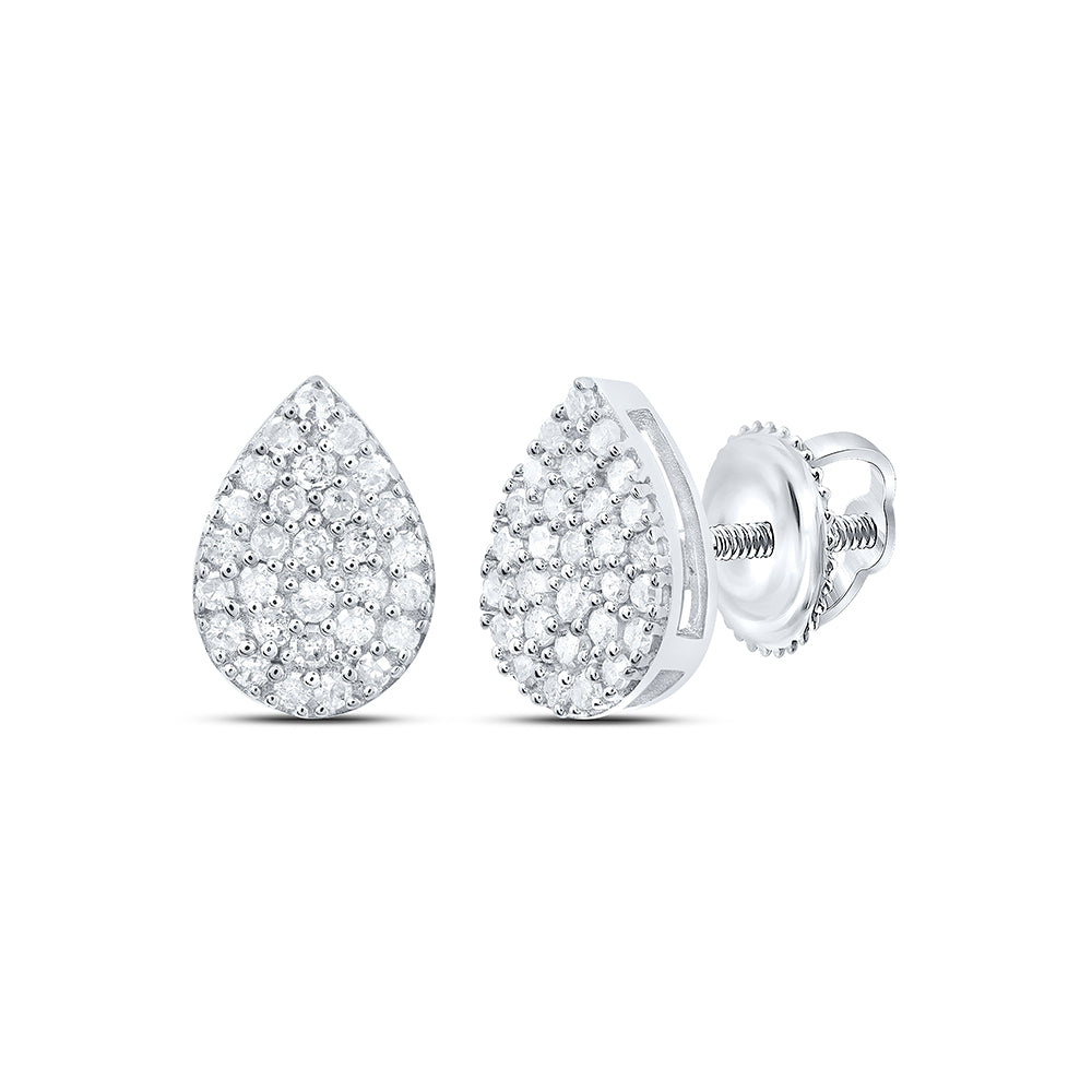 Sterling Silver 1/4 Cttw Natural Diamond Pear Stud Earring