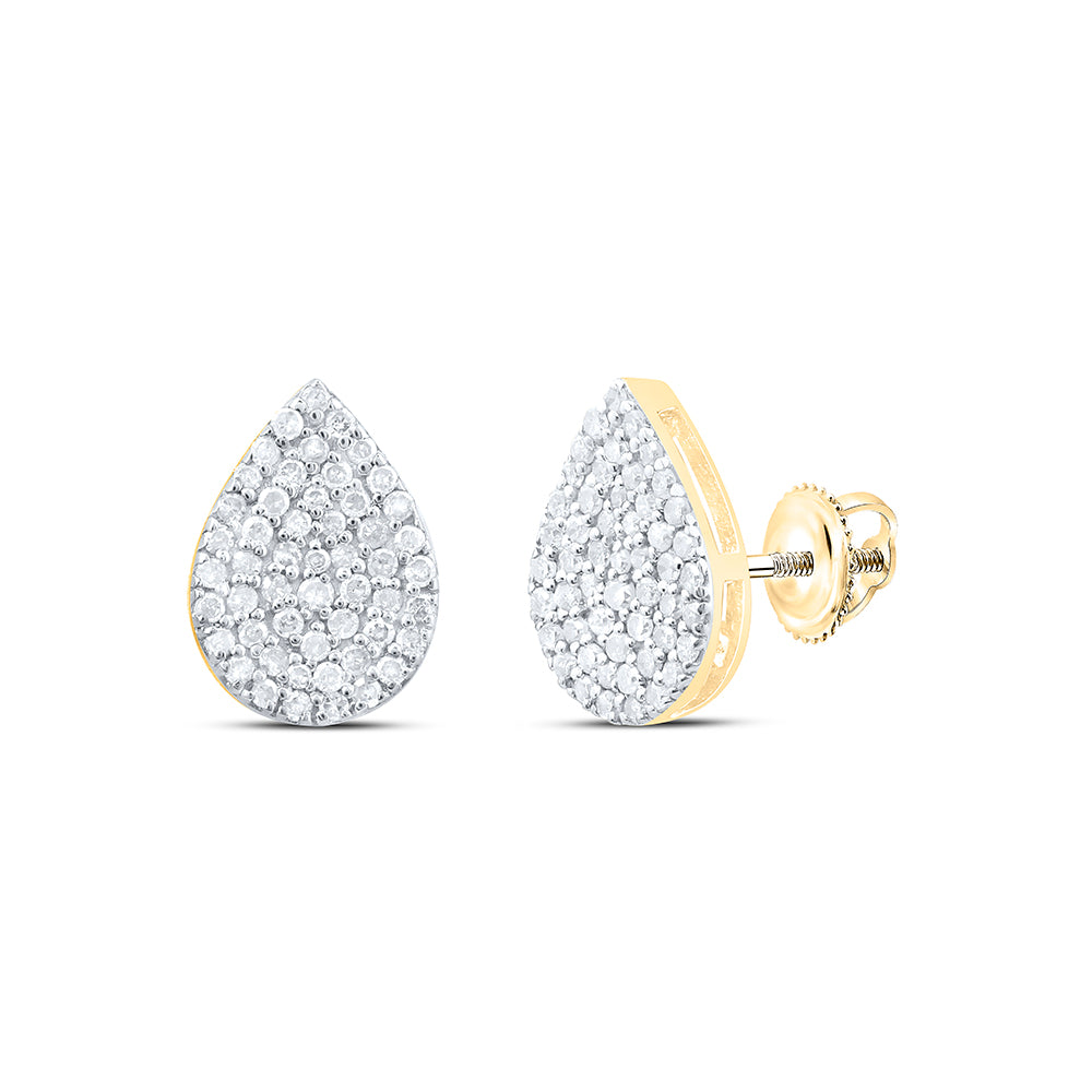 Yellow-tone Sterling 3/8 Cttw Natural Diamond Pear Stud Earring