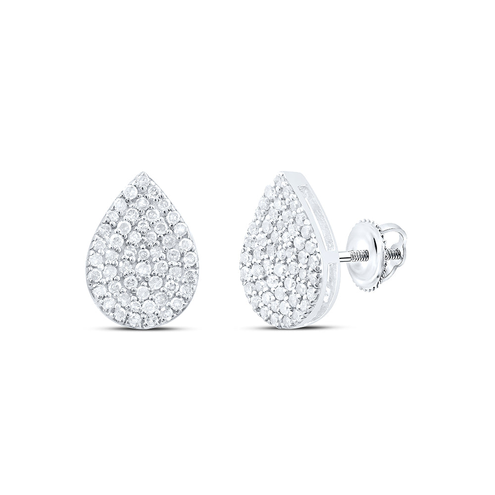 Sterling Silver 3/8 Cttw Natural Diamond Pear Stud Earring