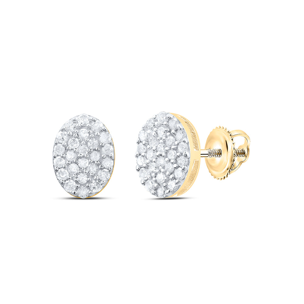 Yellow-tone Sterling 1/4 Cttw Natural Diamond Oval Stud Earring