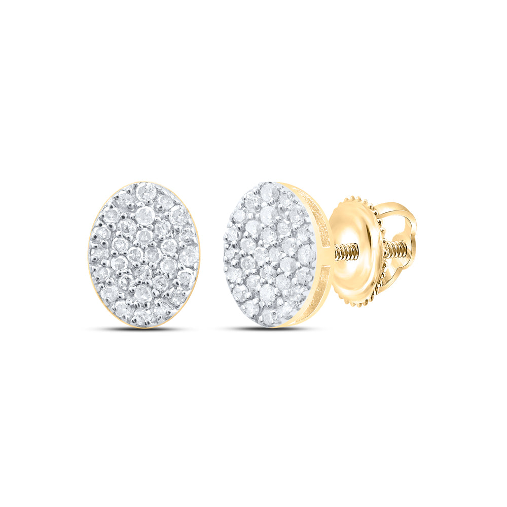 Yellow-tone Sterling 1/3 Cttw Natural Diamond Oval Stud Earring
