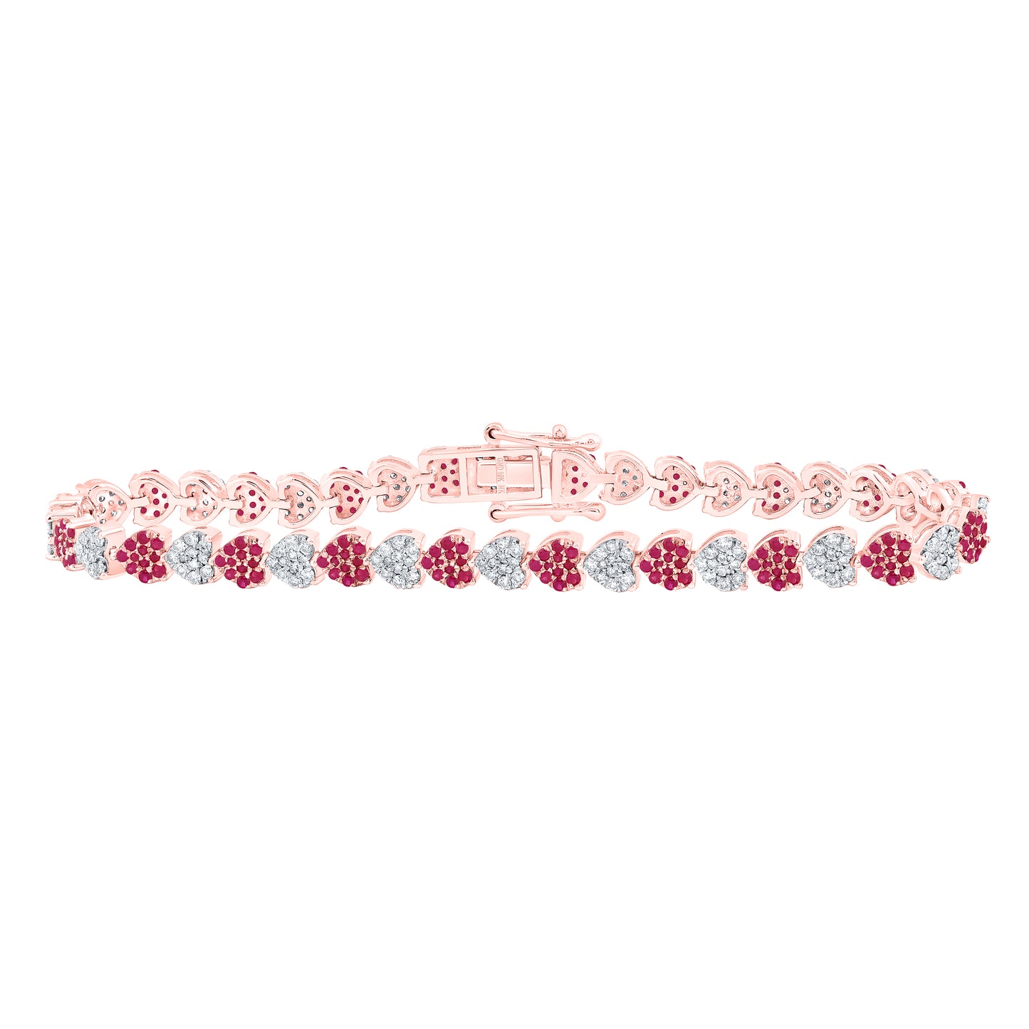 10kt Yellow Gold Natural Diamond Round Natural Gem Heart Bracelet, Length: 7 Inch