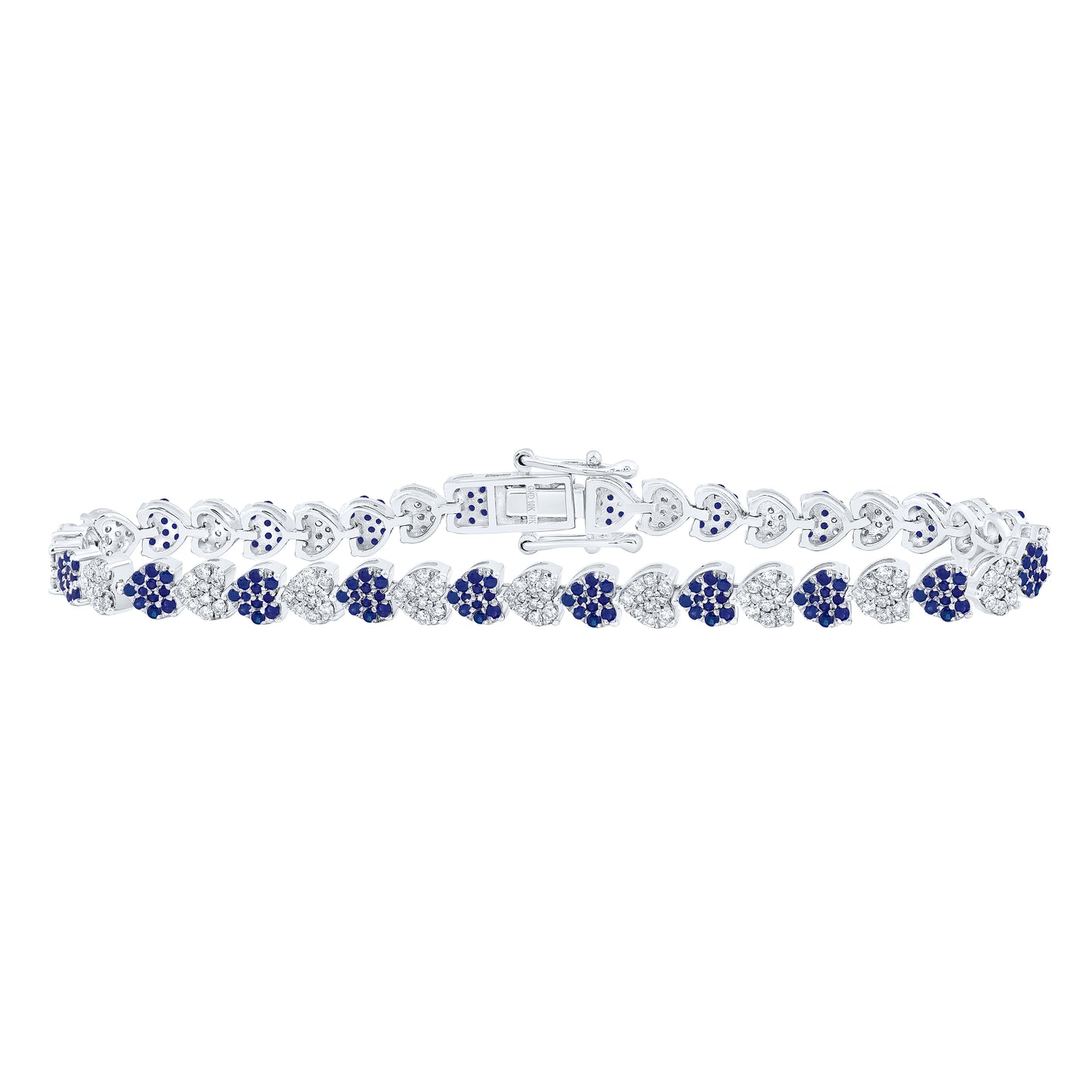 10kt Yellow Gold Natural Diamond Round Natural Gem Heart Bracelet, Length: 7 Inch