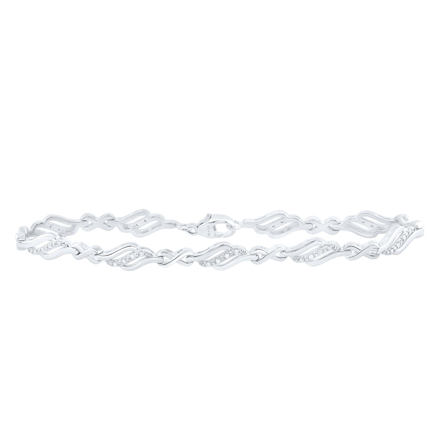 Sterling Silver 1/5 Cttw Natural Diamond Bracelet, Length: 7 Inch
