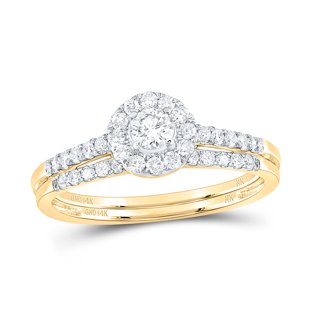 14kt Yellow Gold 1/2 Cttw Diamond Wedding Engagement Anniversary Bridal Set, Women Size: 5-9