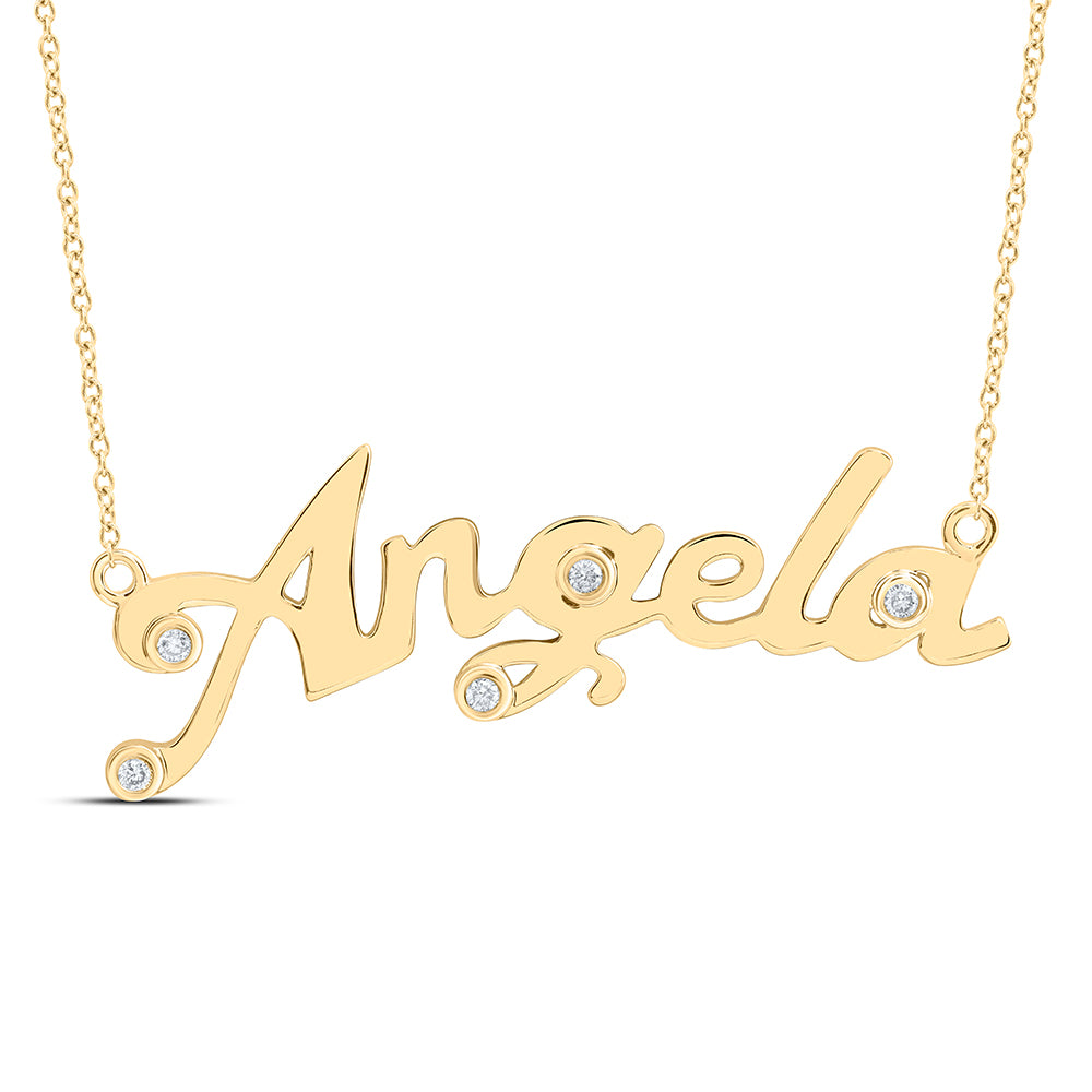 10kt Yellow Gold 1/12 Cttw Natural Diamond " Angela" Necklace, Length: 18 Inch