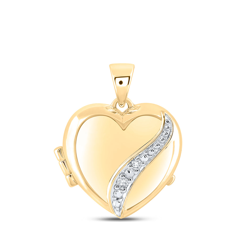 10kt Yellow Gold 1/20 Cttw Natural Diamond Heart Locket