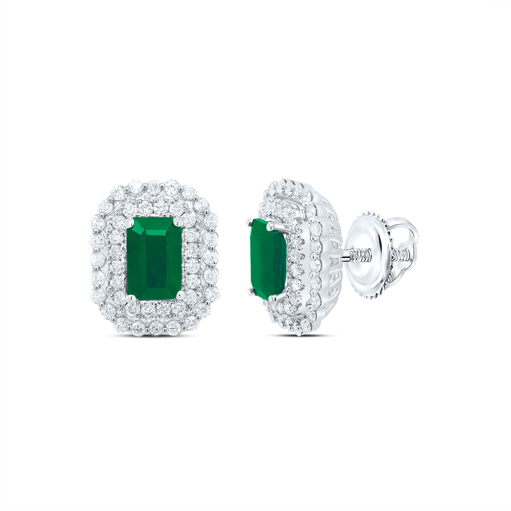 14kt Yellow Or White Or Rose Gold Natural Diamond Ana M 6x4mm Em Ruby Natural Gem Earring