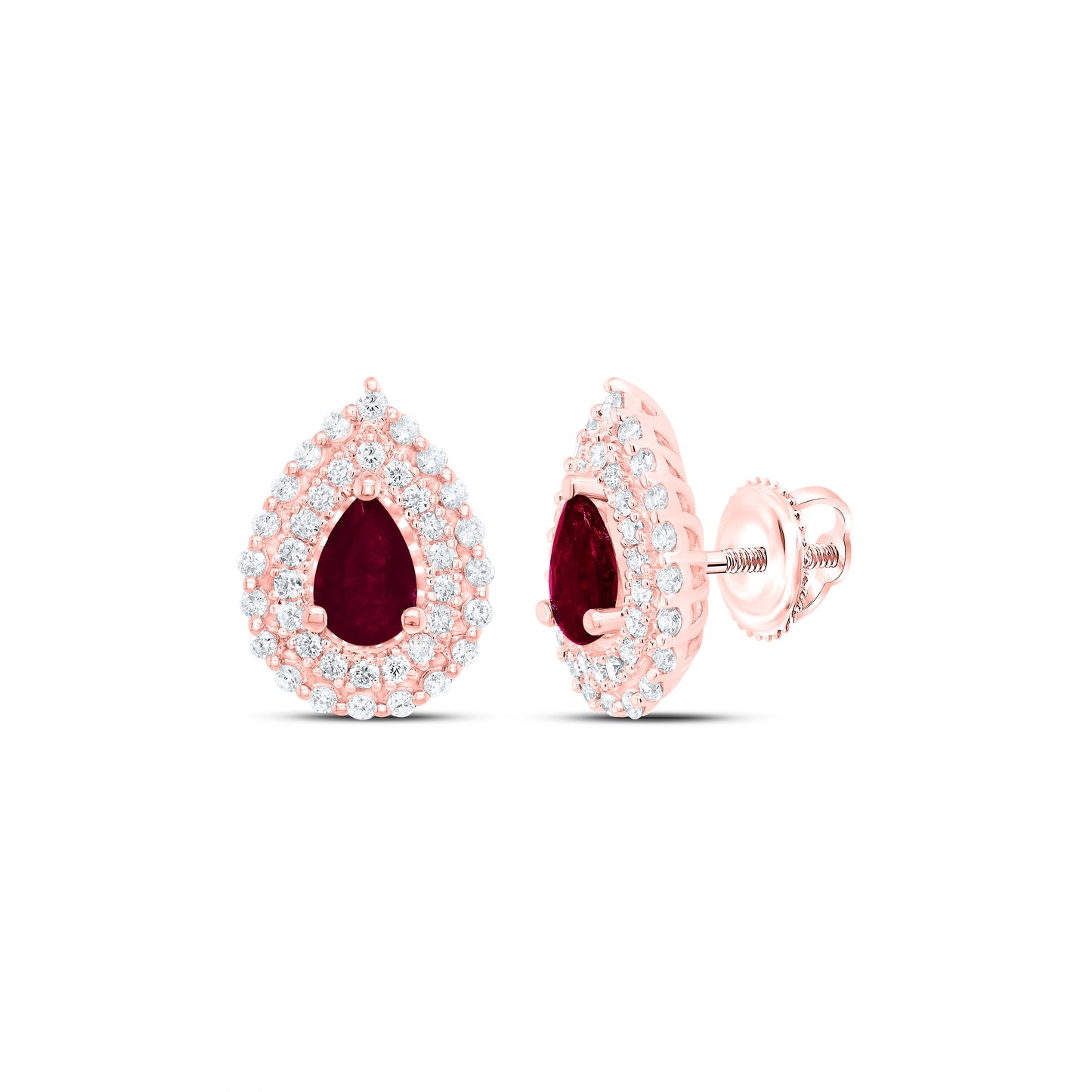 14kt Yellow Or White Or Rose Gold Natural Diamond Ana M 6x4mm Pear Ruby Natural Gem Earring