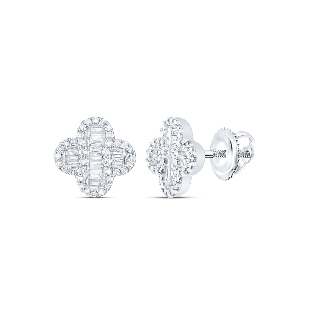 10kt White Gold 3/8 Cttw Natural Diamond Clover Earring