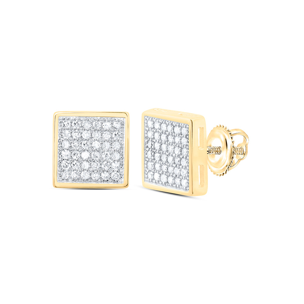 10kt Yellow Gold 1/4 Cttw Natural Diamond Square Earring