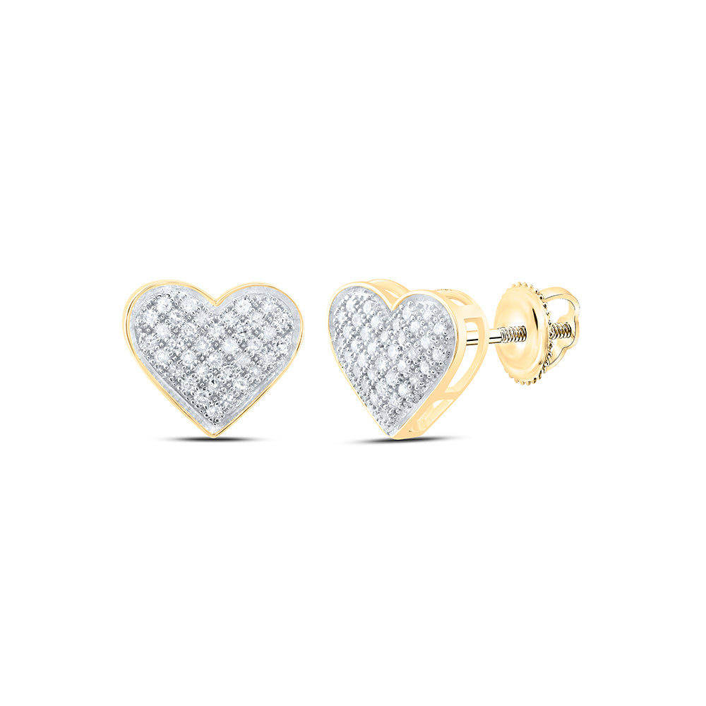 10kt Yellow Gold 1/4 Cttw Natural Diamond Heart Earring