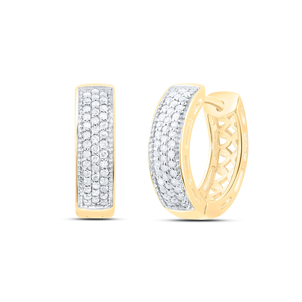 10kt Yellow Gold 1/3 Cttw Natural Diamond Hoop Earring