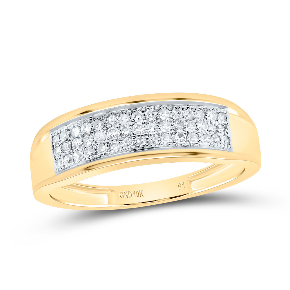 10kt Yellow Gold 1/6 Cttw Natural Diamond Mens Ring, Men Size: 8-12