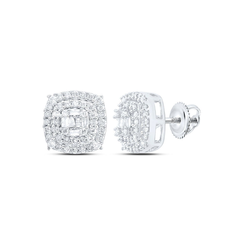 10kt Yellow Or White Gold Natural Diamond Fashion Cushion Stud Earring