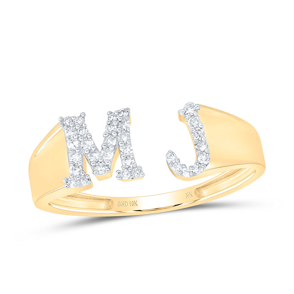 10kt Yellow Gold Natural Diamond Initial Ladies Wedding Engagement Anniversary Ring