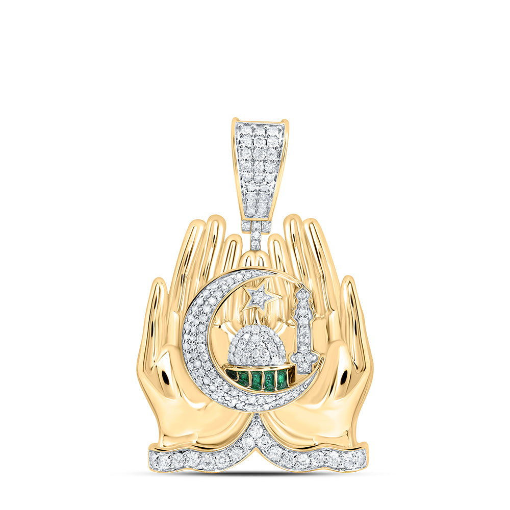 10kt Yellow Gold 1 Cttw Natural Diamond Praying Mens Charm
