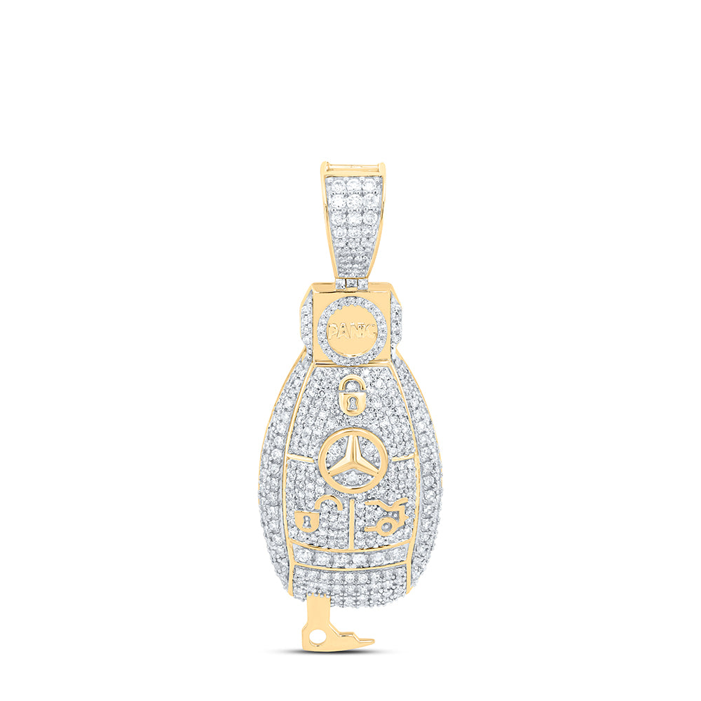 10kt Yellow Gold 1 7/8 Cttw Natural Diamond Key Mens Charm