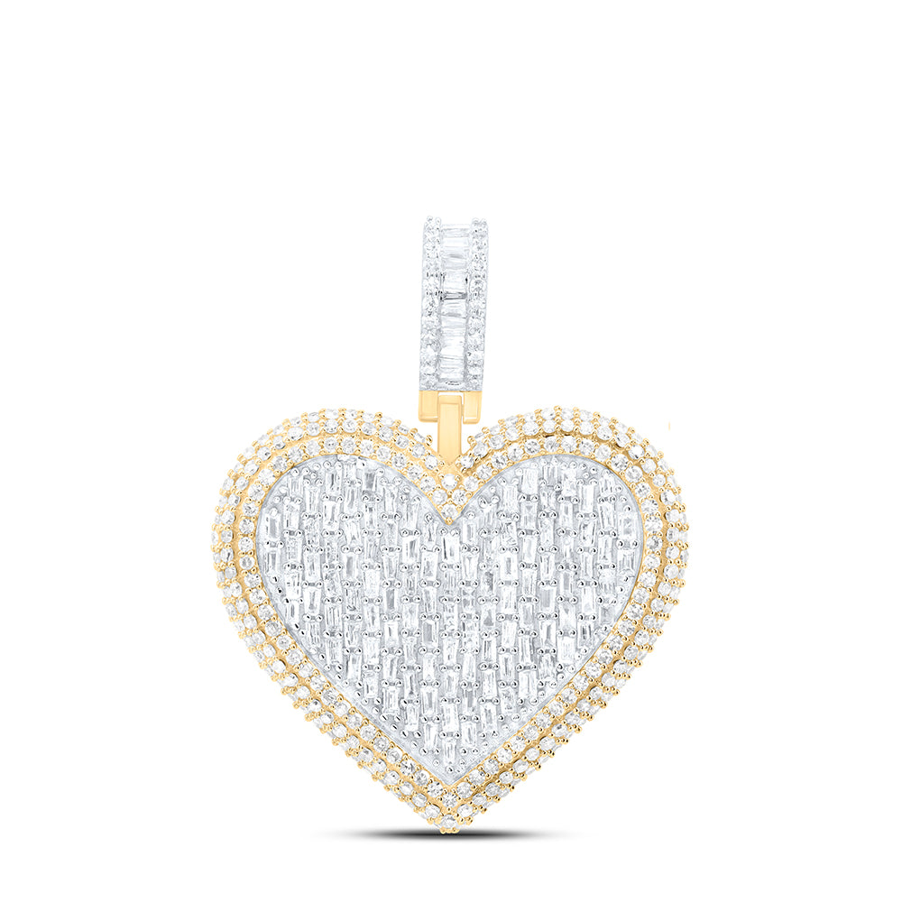 10kt Yellow Gold 1 7/8 Cttw Natural Diamond Fashion Heart Pendant