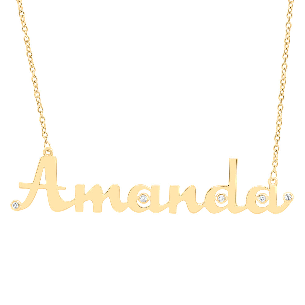 10kt Yellow Gold Natural Diamond Necklace, Length: 18 Inch