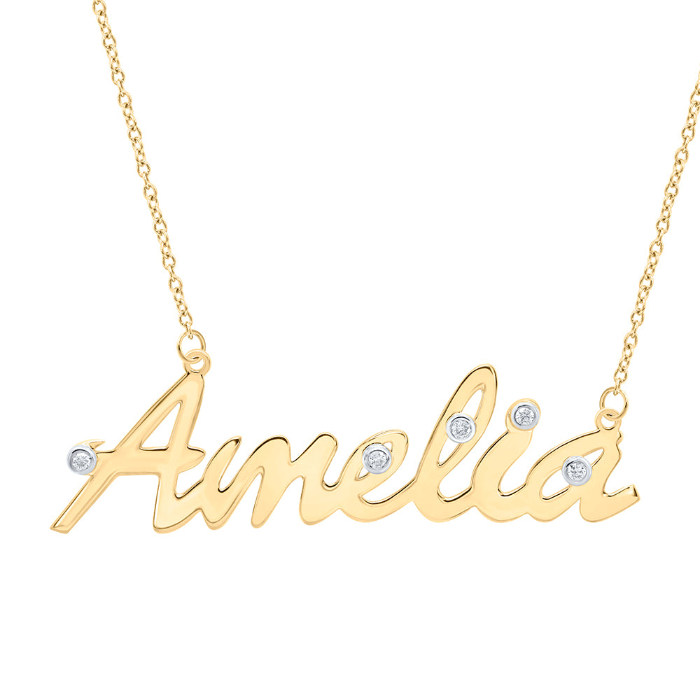10kt Yellow Gold Natural Diamond Necklace, Length: 18 Inch