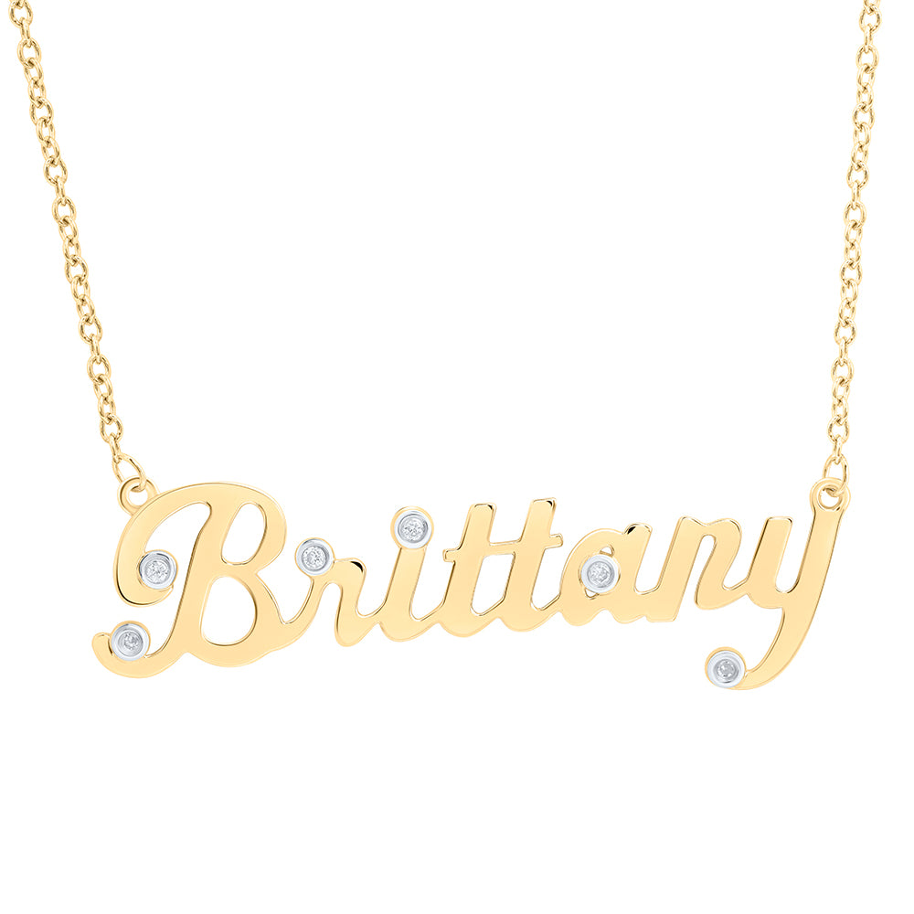 10kt Yellow Gold Natural Diamond Necklace, Length: 18 Inch