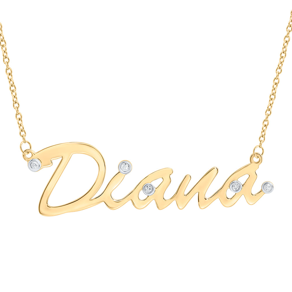 10kt Yellow Gold Natural Diamond Necklace, Length: 18 Inch