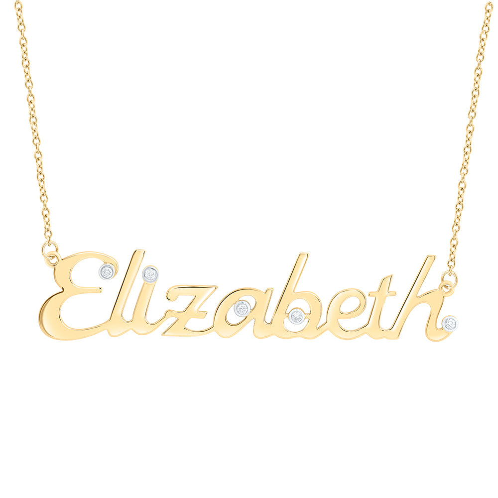 10kt Yellow Gold Natural Diamond Necklace, Length: 18 Inch