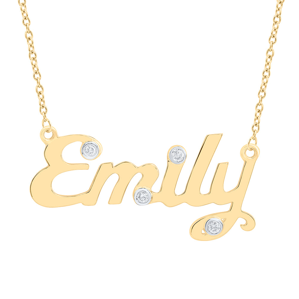 10kt Yellow Gold Natural Diamond Necklace, Length: 18 Inch