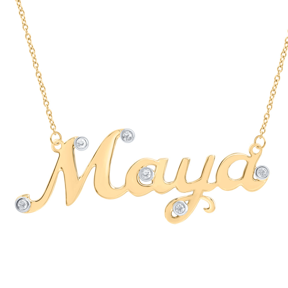 10kt Yellow Gold Natural Diamond Necklace, Length: 18 Inch