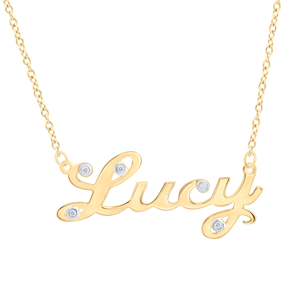 10kt Yellow Gold Natural Diamond Necklace, Length: 18 Inch