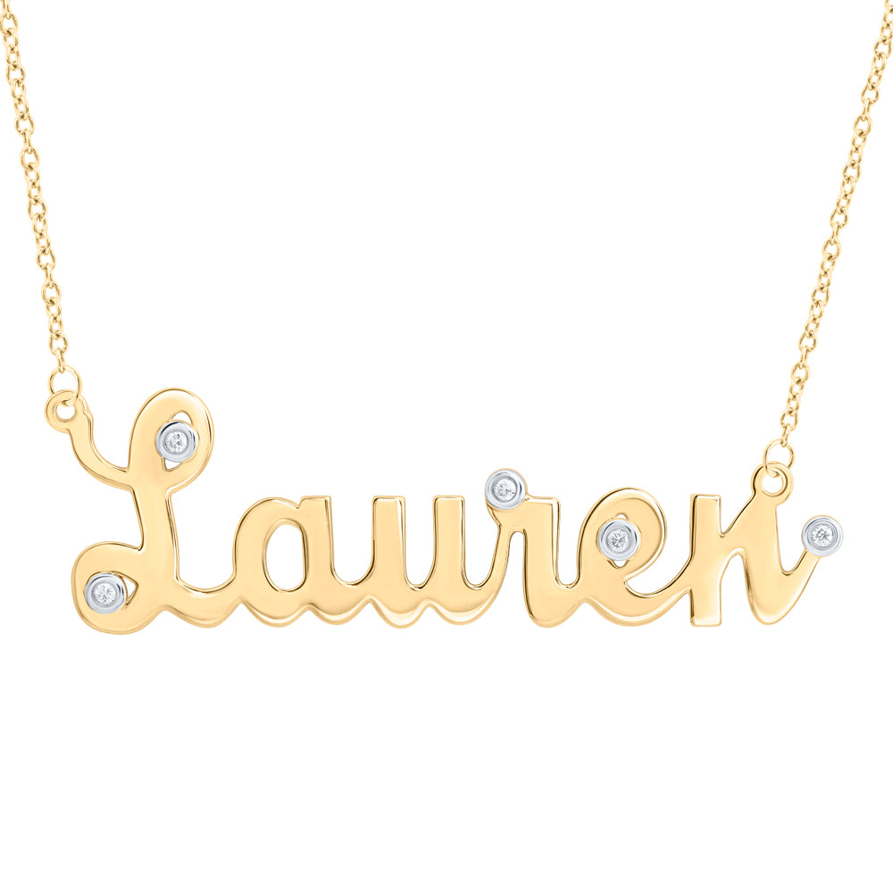 10kt Yellow Gold Natural Diamond Necklace, Length: 18 Inch