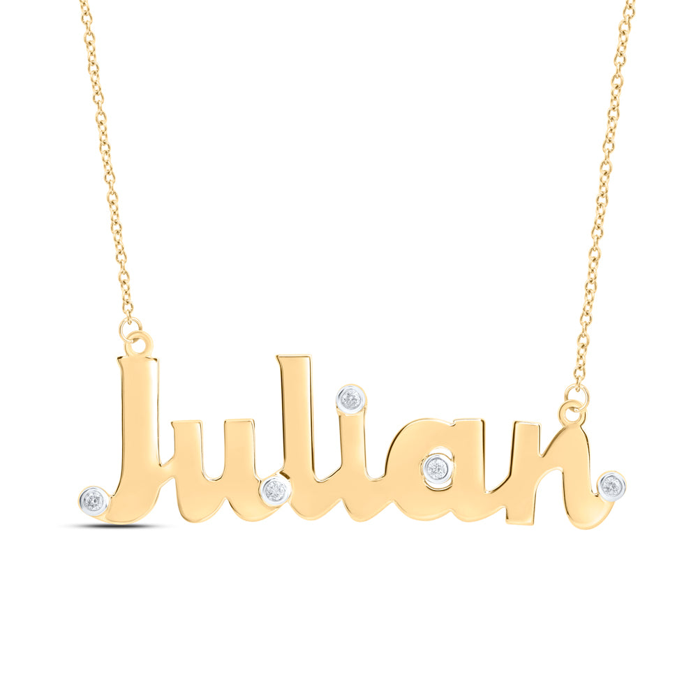 10kt Yellow Gold Natural Diamond Necklace, Length: 18 Inch