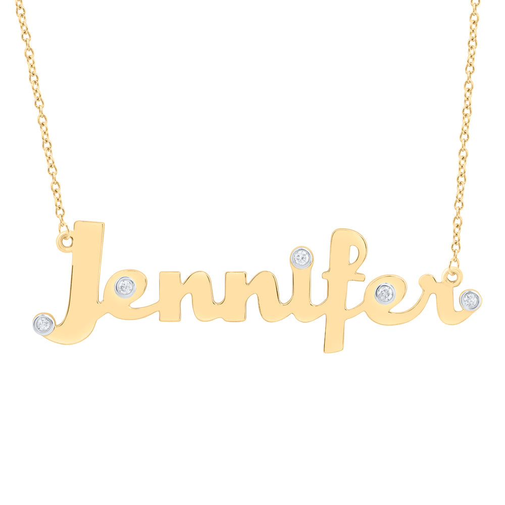 10kt Yellow Gold Natural Diamond Necklace, Length: 18 Inch