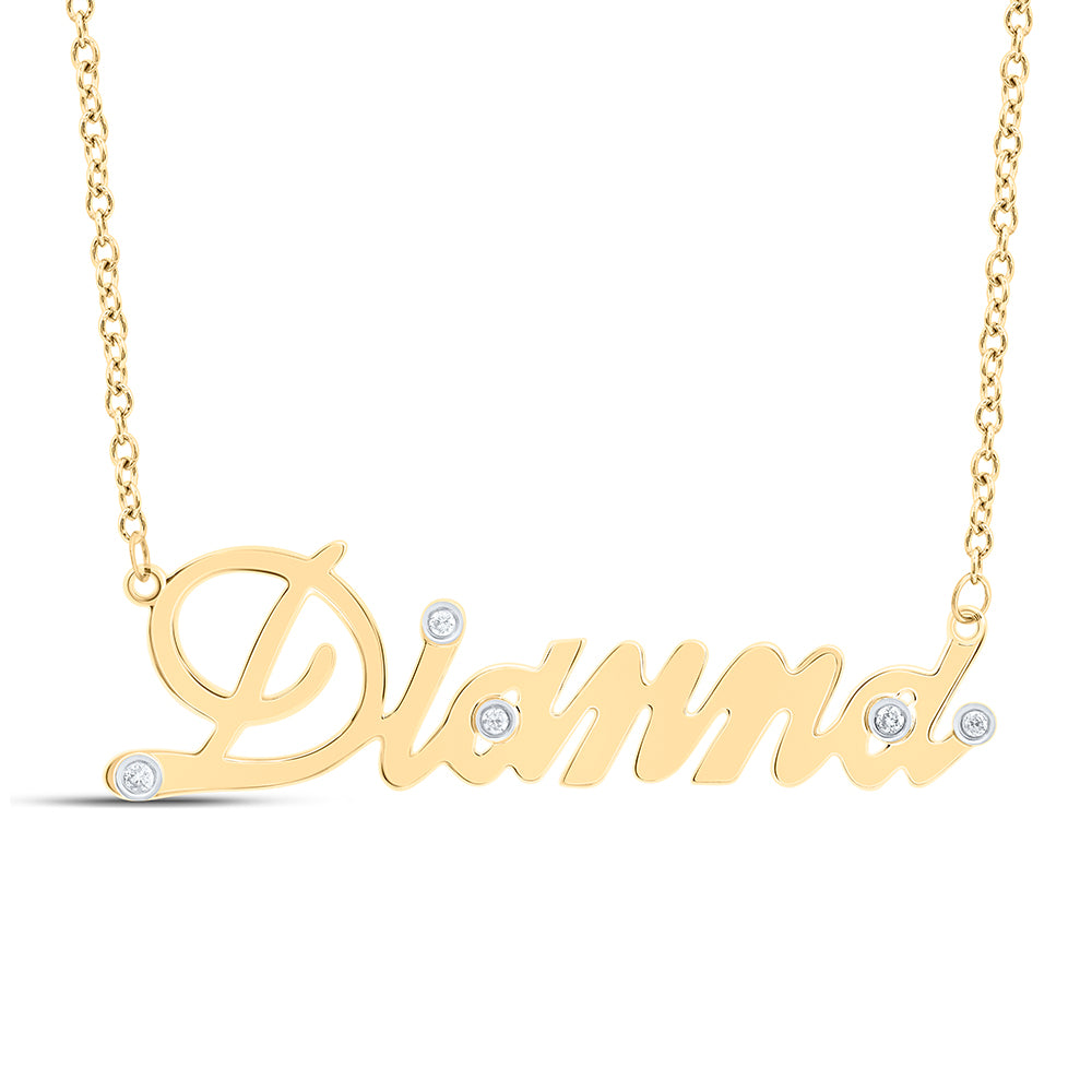 10kt Yellow Gold Natural Diamond Necklace, Length: 18 Inch