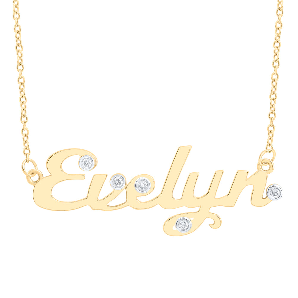 10kt Yellow Gold Natural Diamond Necklace, Length: 18 Inch