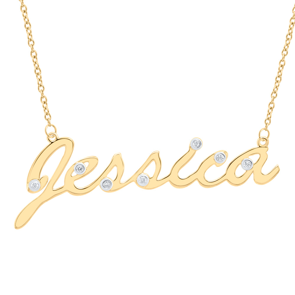 10kt Yellow Gold Natural Diamond Necklace, Length: 18 Inch